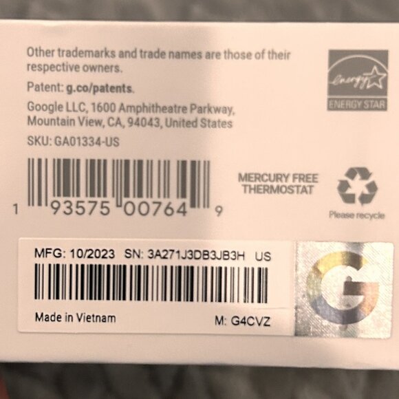 Google Nest Smart Thermostat SKU GA01334-US NIB Never Opened - Picture 7 of 8